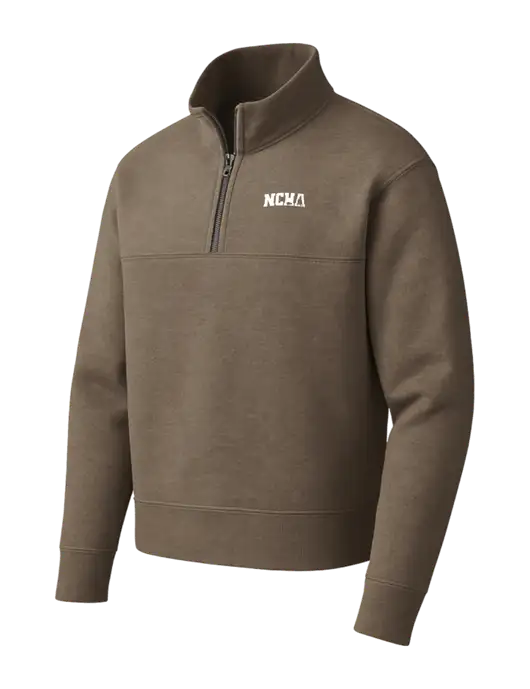 Mercer+Mettle Medium Taupe Linear Texture Quarter Zip w/NCHA Logo