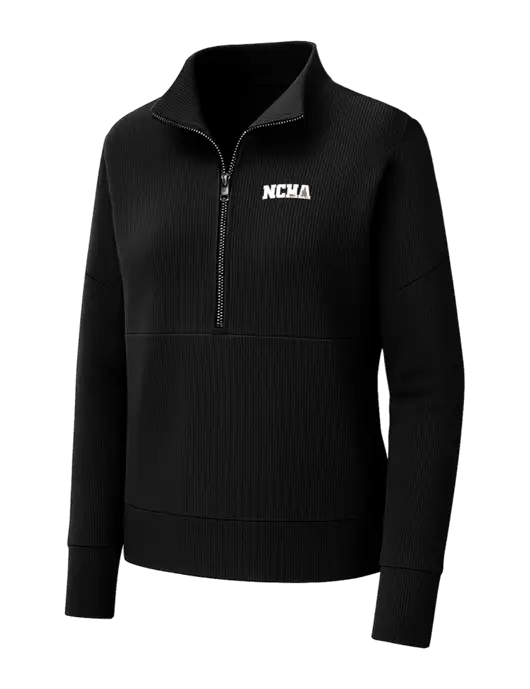 Mercer+Mettle Womens Black Linear Texture Quarter Zip w/NCHA Logo