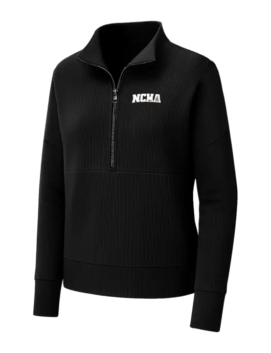 Mercer+Mettle Womens Black Linear Texture Quarter Zip w/NCHA Logo