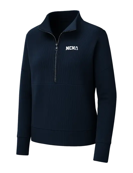 Mercer+Mettle Womens Dark Navy Linear Texture Quarter Zip w/NCHA Logo