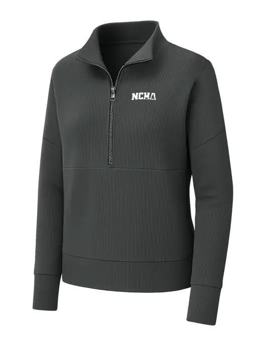 Mercer+Mettle Womens Dark Grey Linear Texture Quarter Zip w/NCHA Logo
