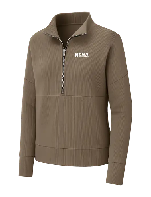 Mercer+Mettle Womens Medium Taupe Linear Texture Quarter Zip w/NCHA Logo