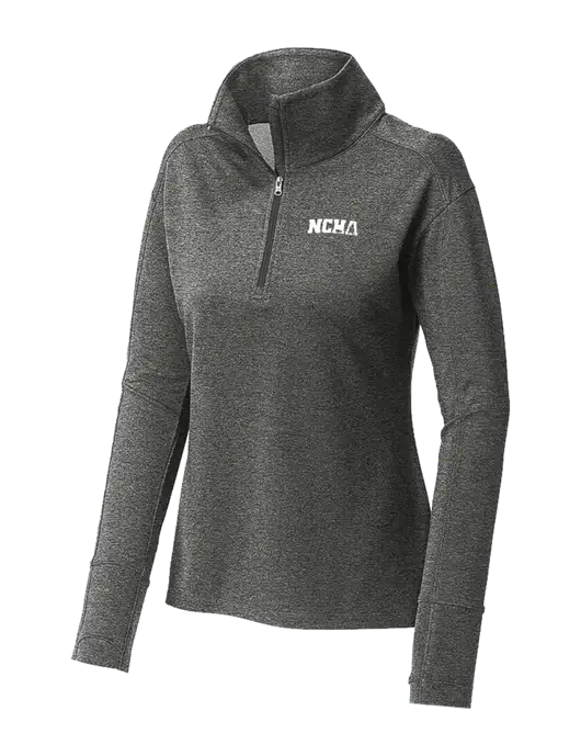 Womens Sport-Wick Flex Fleece Dark Grey Heather 1/4-Zip w/NCHA Logo
