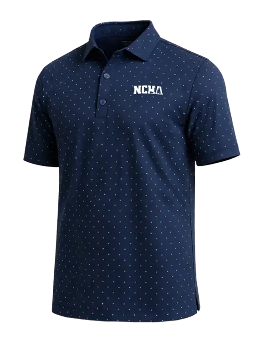 Callaway Micro Chev Dark Navy Print Polo w/NCHA Logo