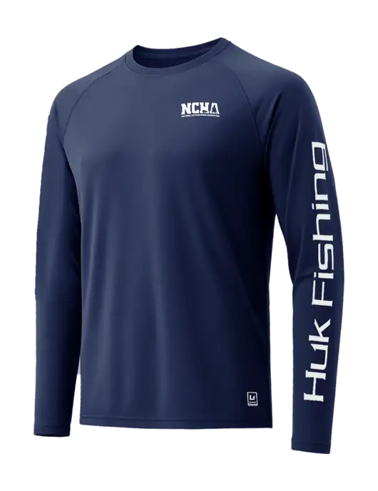 HUK Navy LoPro Pursuit Long Sleeve T-Shirt w/NCHA Logo