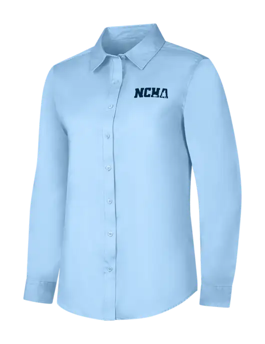 Womens Light Blue Long Sleeve Superpro React Twill Shirt w/NCHA Logo