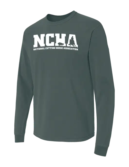 Comfort Colors Garment-Dyed Dark Green Heather Heavyweight Long Sleeve T-Shirt w/NCHA Logo