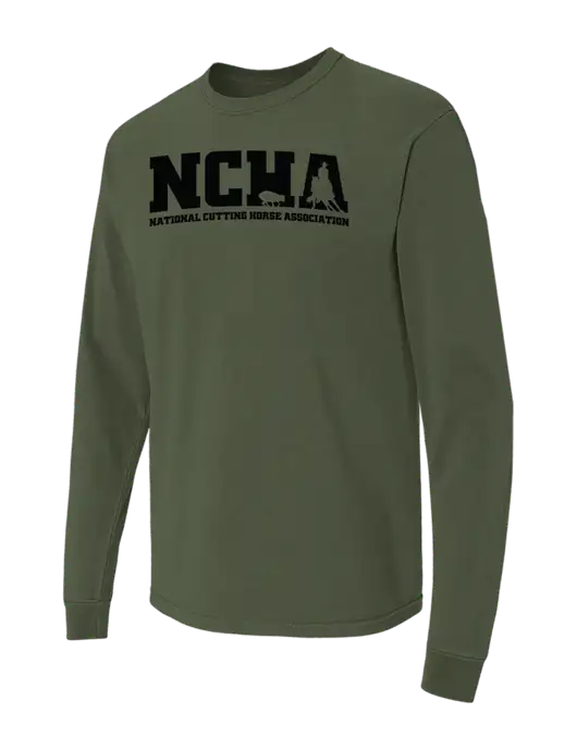 Comfort Colors Garment-Dyed Dark Olive Green Heavyweight Long Sleeve T-Shirt w/NCHA Logo