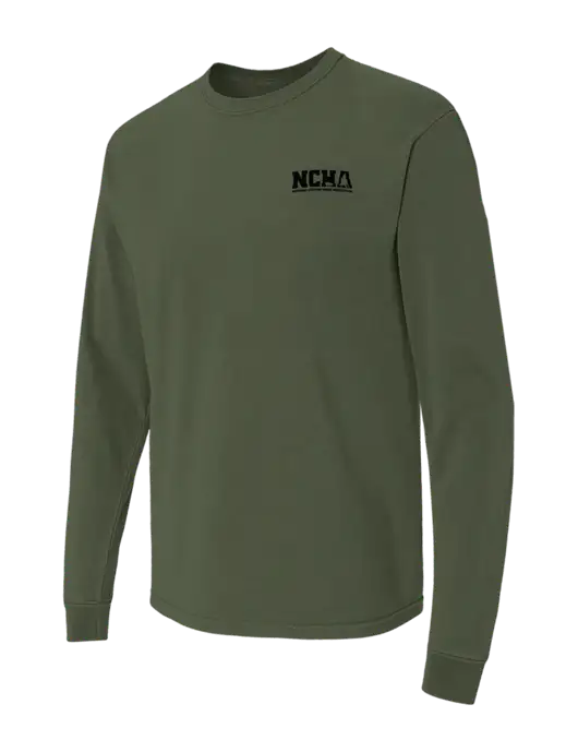 Comfort Colors Garment-Dyed Dark Olive Green Heavyweight Long Sleeve T-Shirt w/NCHA Logo