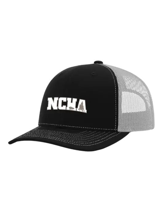 Richardson Adjustable Snapback Original 112 Trucker Cap Black w/White Mesh w/NCHA Logo