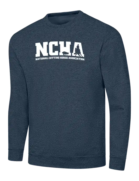 Heather Navy 7.8 oz Ring Spun Crew Sweatshirt w/NCHA Logo