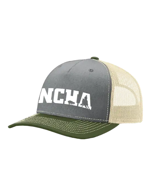 Richardson Five-Panel Trucker Olive/ Light Grey Heather w/Tan Mesh Cap  w/NCHA Logo
