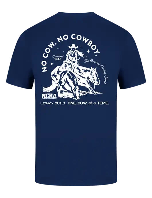 Comfort Colors 6.1 oz Dark Navy Heavyweight Ring Spun T-Shirt w/No Cow No Cowboy Logo, NCHA Logo