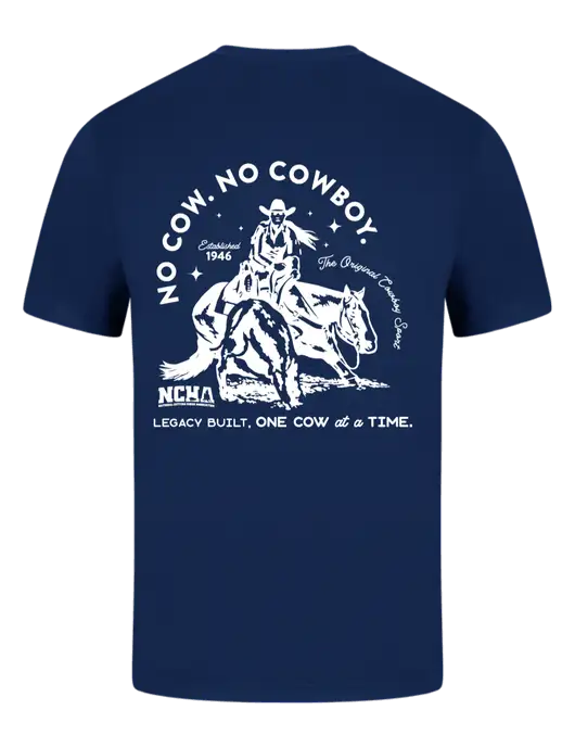 Comfort Colors 6.1 oz Dark Navy Heavyweight Ring Spun T-Shirt w/No Cow No Cowboy Logo, NCHA Logo