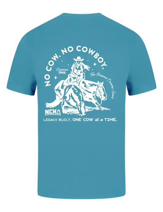Comfort Colors 6.1 oz Sapphire Heavyweight Ring Spun T-Shirt w/No Cow No Cowboy Logo, NCHA Logo