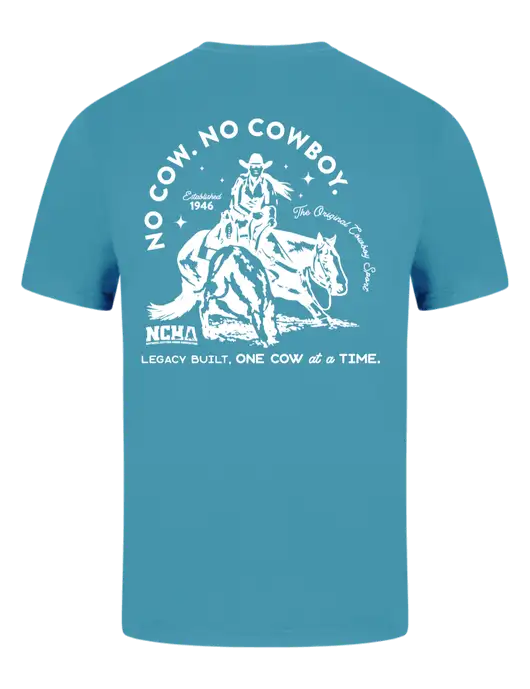 Comfort Colors 6.1 oz Sapphire Heavyweight Ring Spun T-Shirt w/No Cow No Cowboy Logo, NCHA Logo