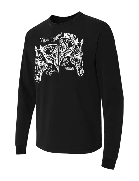 Comfort Colors Garment-Dyed Black Heavyweight Long Sleeve T-Shirt w/True Cowboy Logo