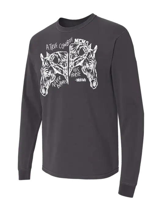 Comfort Colors Garment-Dyed Dark Grey Heavyweight Long Sleeve T-Shirt w/True Cowboy Logo