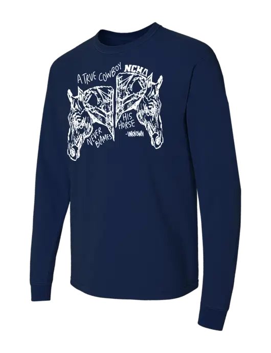 Comfort Colors Garment-Dyed Dark Navy Heavyweight Long Sleeve T-Shirt w/True Cowboy Logo