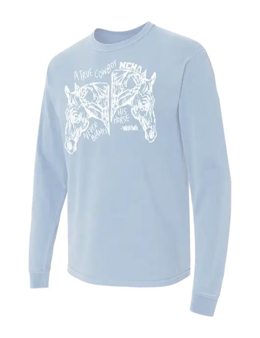 Comfort Colors Garment-Dyed Light Blue Heavyweight Long Sleeve T-Shirt w/True Cowboy Logo