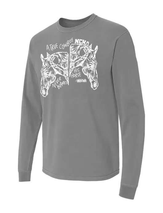 Comfort Colors Garment-Dyed Medium Grey Heavyweight Long Sleeve T-Shirt w/True Cowboy Logo