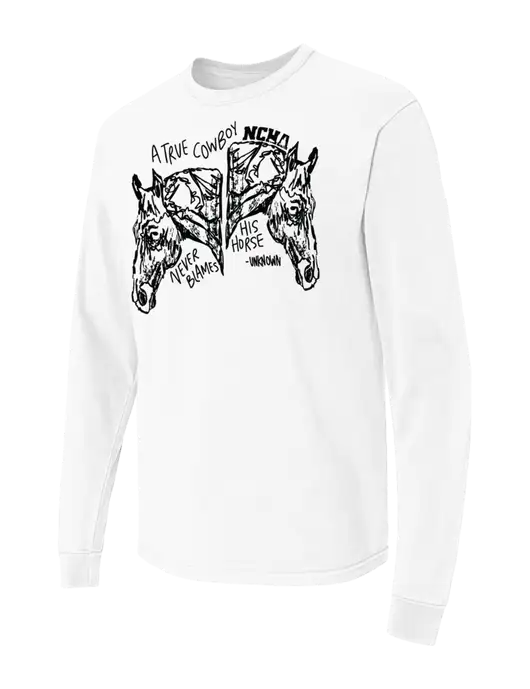 Comfort Colors Garment-Dyed White Heavyweight Long Sleeve T-Shirt w/True Cowboy Logo