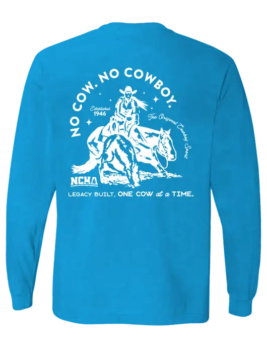 Comfort Colors Garment-Dyed Royal  Heavyweight Long Sleeve T-Shirt w/No Cow No Cowboy Logo, NCHA Logo
