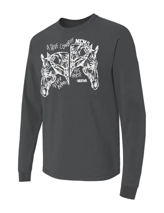 Comfort Colors Garment-Dyed Dark Grey Heather Heavyweight Long Sleeve T-Shirt w/True Cowboy Logo
