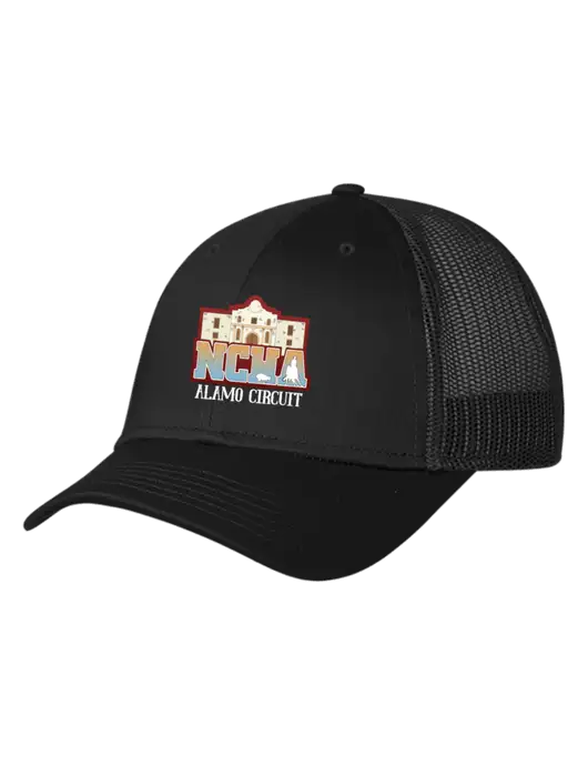 Black Mesh Trucker Cap Snap Back w/NCHA Alamo Circuit Logo