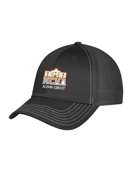Charcoal Grey Mesh Trucker Cap Snap Back w/NCHA Alamo Circuit Logo