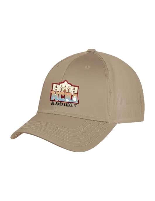 Khaki Mesh Trucker Cap Snap Back w/NCHA Alamo Circuit Logo