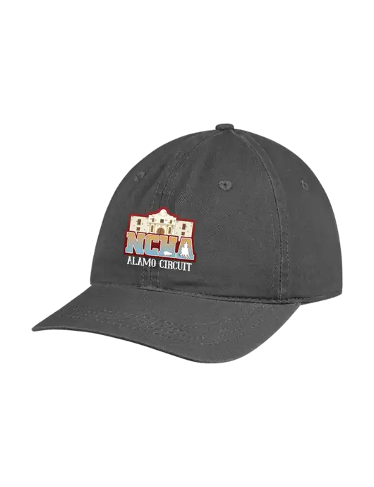 Garment Washed Unstructured Twill Charcoal Cap w/NCHA Alamo Circuit Logo