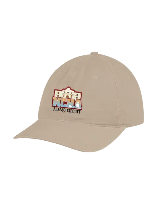 Garment Washed Unstructured Twill Tan Cap w/NCHA Alamo Circuit Logo