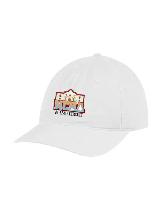 Garment Washed Unstructured Twill White Cap w/NCHA Alamo Circuit Logo