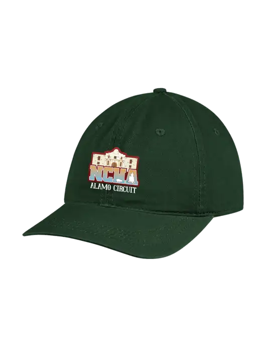 Garment Washed Unstructured Twill Dark Green Cap w/NCHA Alamo Circuit Logo