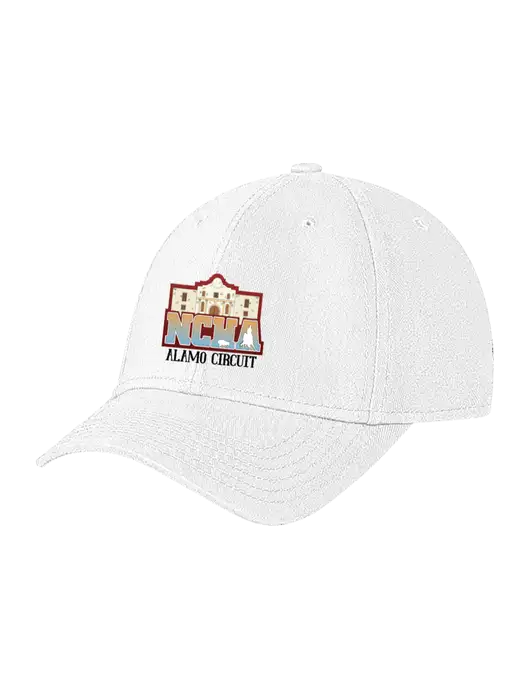 White Structured Soft Snap Closure Hook & Loop Cap w/NCHA Alamo Circuit Logo