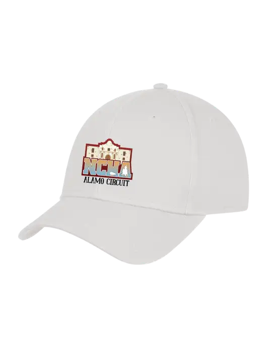 White Structured Cap Hook & Loop w/NCHA Alamo Circuit Logo