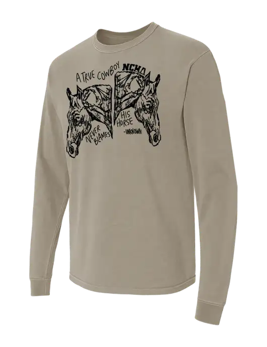Comfort Colors Garment-Dyed Light Taupe Heavyweight Long Sleeve T-Shirt w/True Cowboy Logo