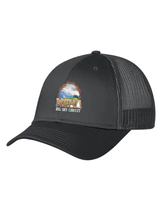 Charcoal Mesh Trucker Cap Snap Back w/NCHA Big Sky Circuit Logo