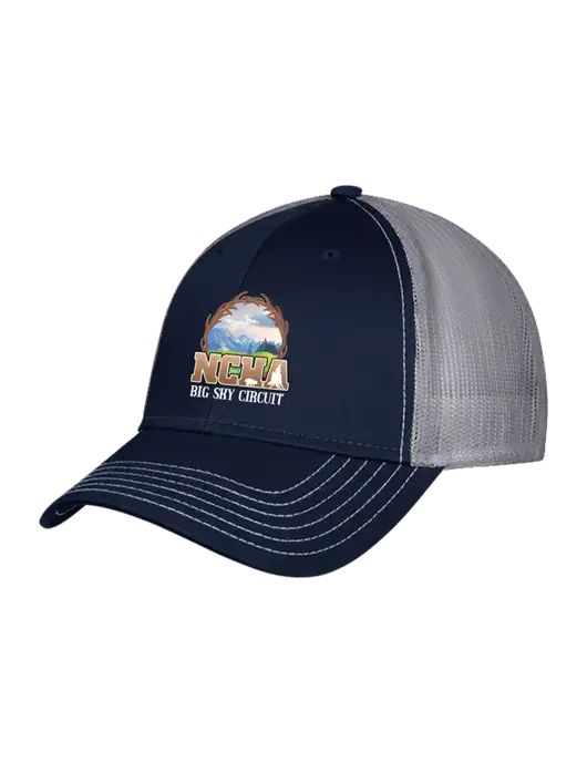 Navy & Grey Mesh Trucker Cap Snap Back w/NCHA Big Sky Circuit Logo