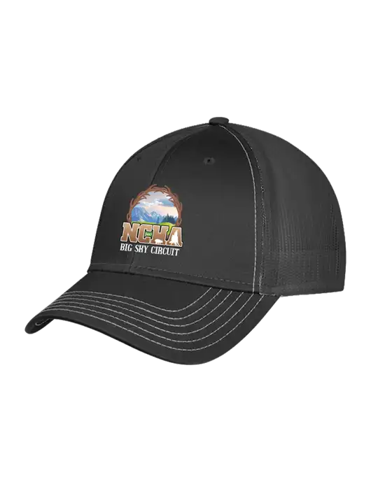 Charcoal Grey Mesh Trucker Cap Snap Back w/NCHA Big Sky Circuit Logo