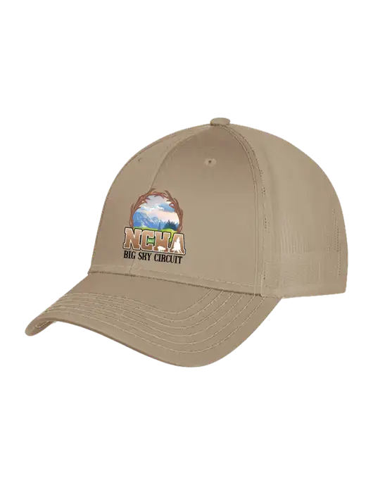 Khaki Mesh Trucker Cap Snap Back w/NCHA Big Sky Circuit Logo