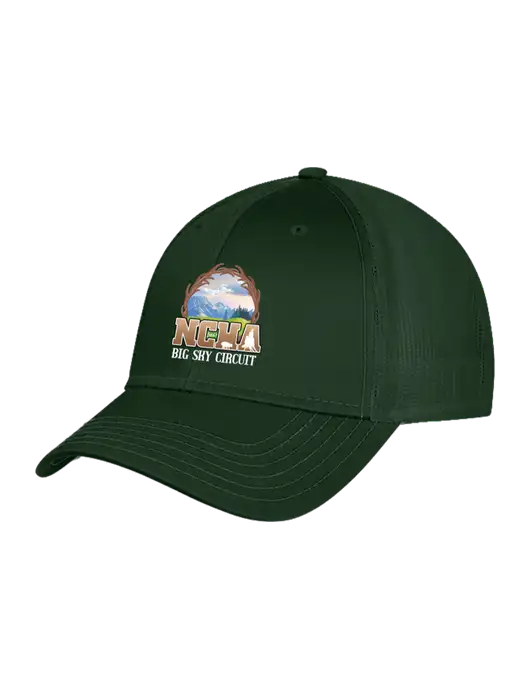 Dark Green Mesh Trucker Cap Snap Back w/NCHA Big Sky Circuit Logo