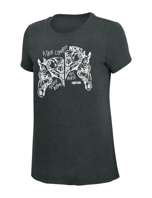 Womens Simply Soft Black Frost 4.5oz Poly/Combed Ring Spun Cotton T-Shirt w/True Cowboy Logo
