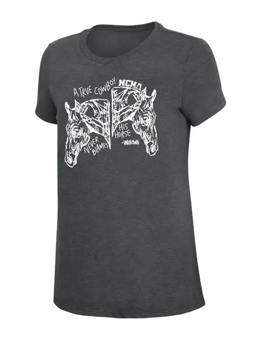 Womens Simply Soft Charcoal 4.5oz Poly/Combed Ring Spun Cotton T-Shirt w/True Cowboy Logo