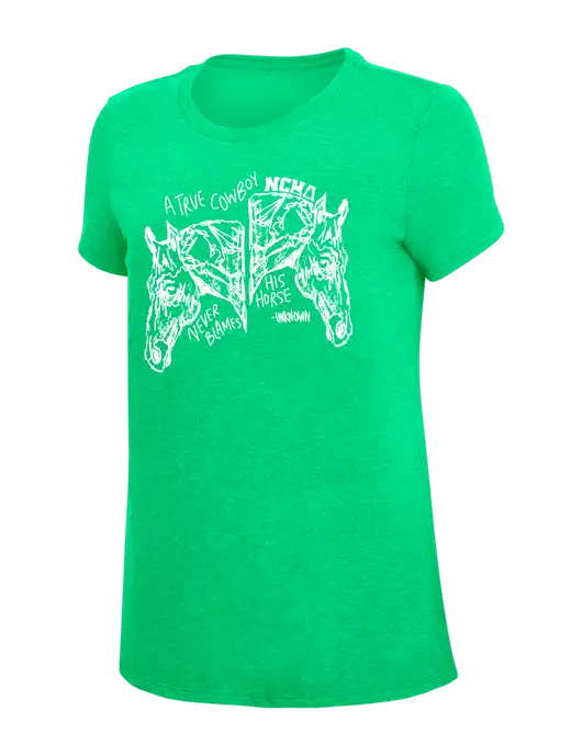Womens Simply Soft Green Frost 4.5oz Poly/Combed Ring Spun Cotton T-Shirt w/True Cowboy Logo