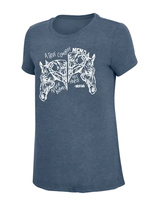 Womens Simply Soft Navy Frost 4.5oz  Poly/Combed Ring Spun Cotton T-Shirt w/True Cowboy Logo