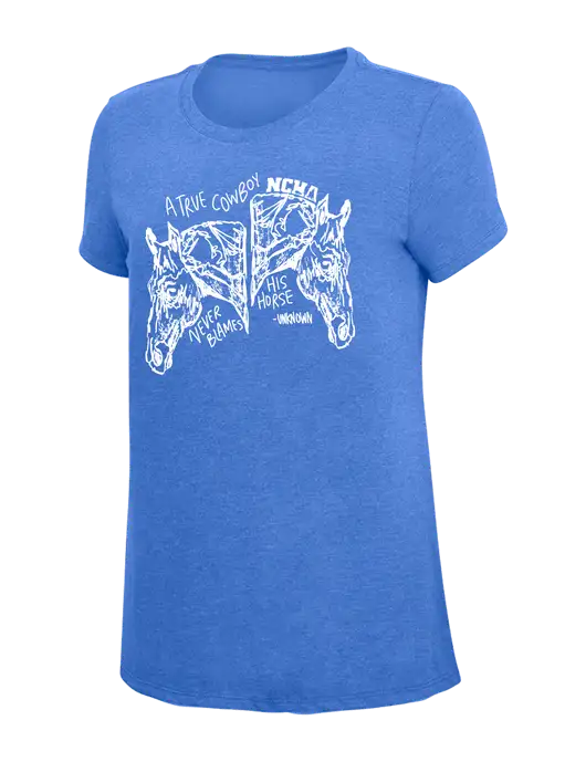 Womens Simply Soft Royal Frost 4.5oz  Poly/Combed Ring Spun Cotton T-Shirt w/True Cowboy Logo