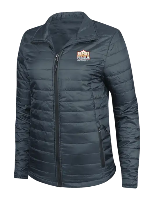 Navy Womens Puffy Packable Jacket w/NCHA Alamo Circuit Logo
