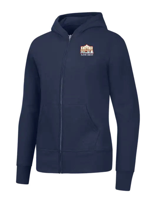 Navy Womens Core Fleece Full-Zip Hooded Sweatshirt w/NCHA Alamo Circuit Logo